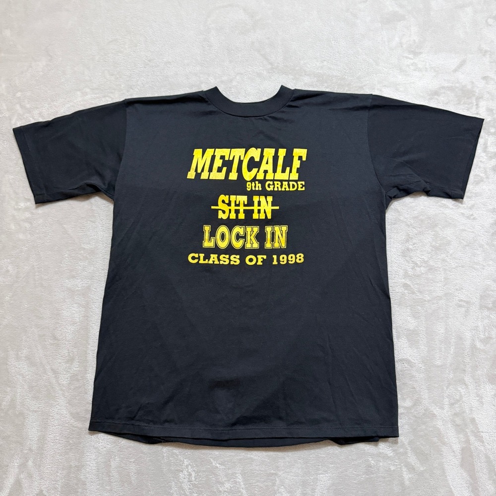 Vintage Jerzees Metcalf 9th Grade Class of 1998 T-Shirt Men XL Black 90s USA Y2K